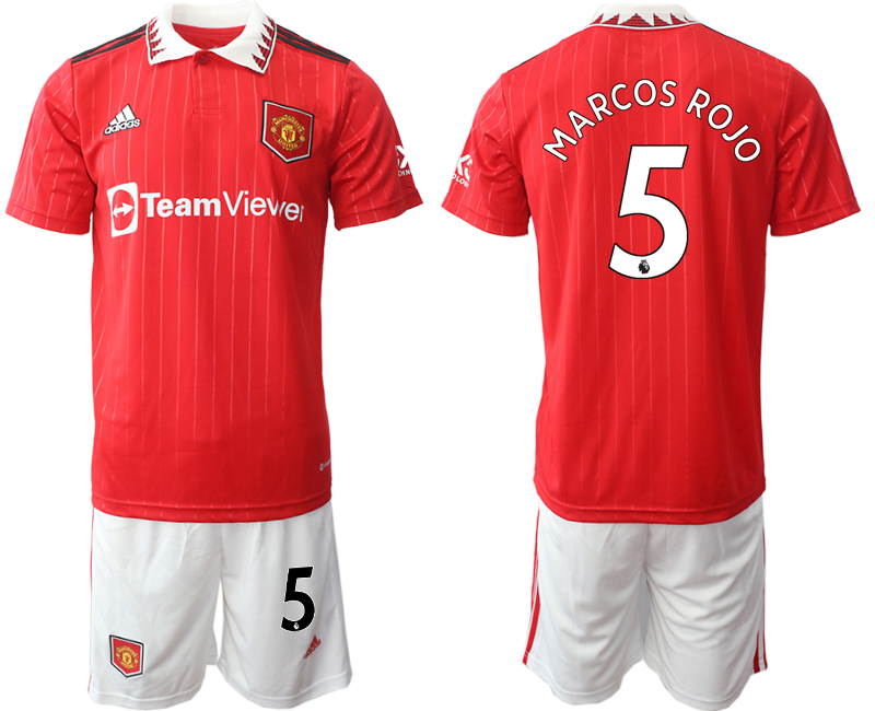 Men 2022-2023 Club Manchester United home Red #5 Adidas Soccer Jersey